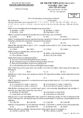 Đề thi thử THPT quốc gia lần 1 năm học 2015 - 2016 môn thi hóa học thời gian lаm bài 90 phút